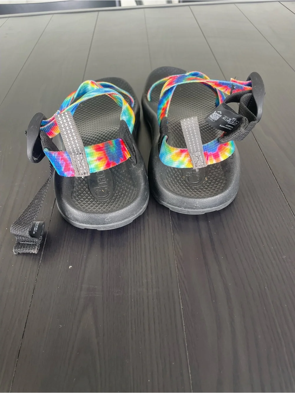 Chaco Kids Ecotread Multicolor Tie-Dye Strap Sandals - Black Footbed